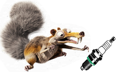 Scrat mit Zündkerze